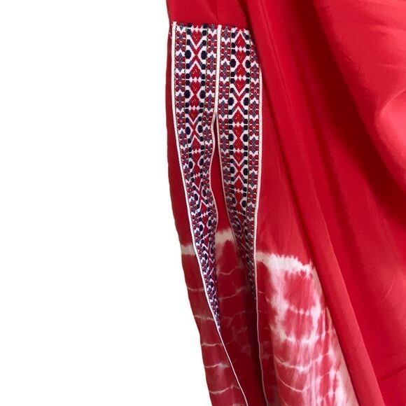 Gypsy 05 Red Tie Dye Cairo 100% Silk Embroidered Strapless Maxi Dress Sz XS - Picture 8 of 15